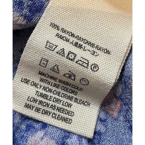 Free People Wildflower Fields Henley Blue Flared Sleeves Tunic Size Medium - Picture 7 of 7